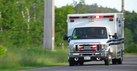 Ambulance driving in a rural area