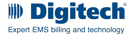 Digitech Logo with a tagline under it reading "Expert EMS billing and technology"